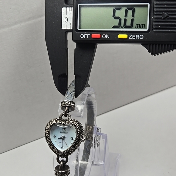 Ecclissi Sterling Silver Heart Watch Marcasite Bracelet MOP Dial New Battery 925 - Picture 5 of 11